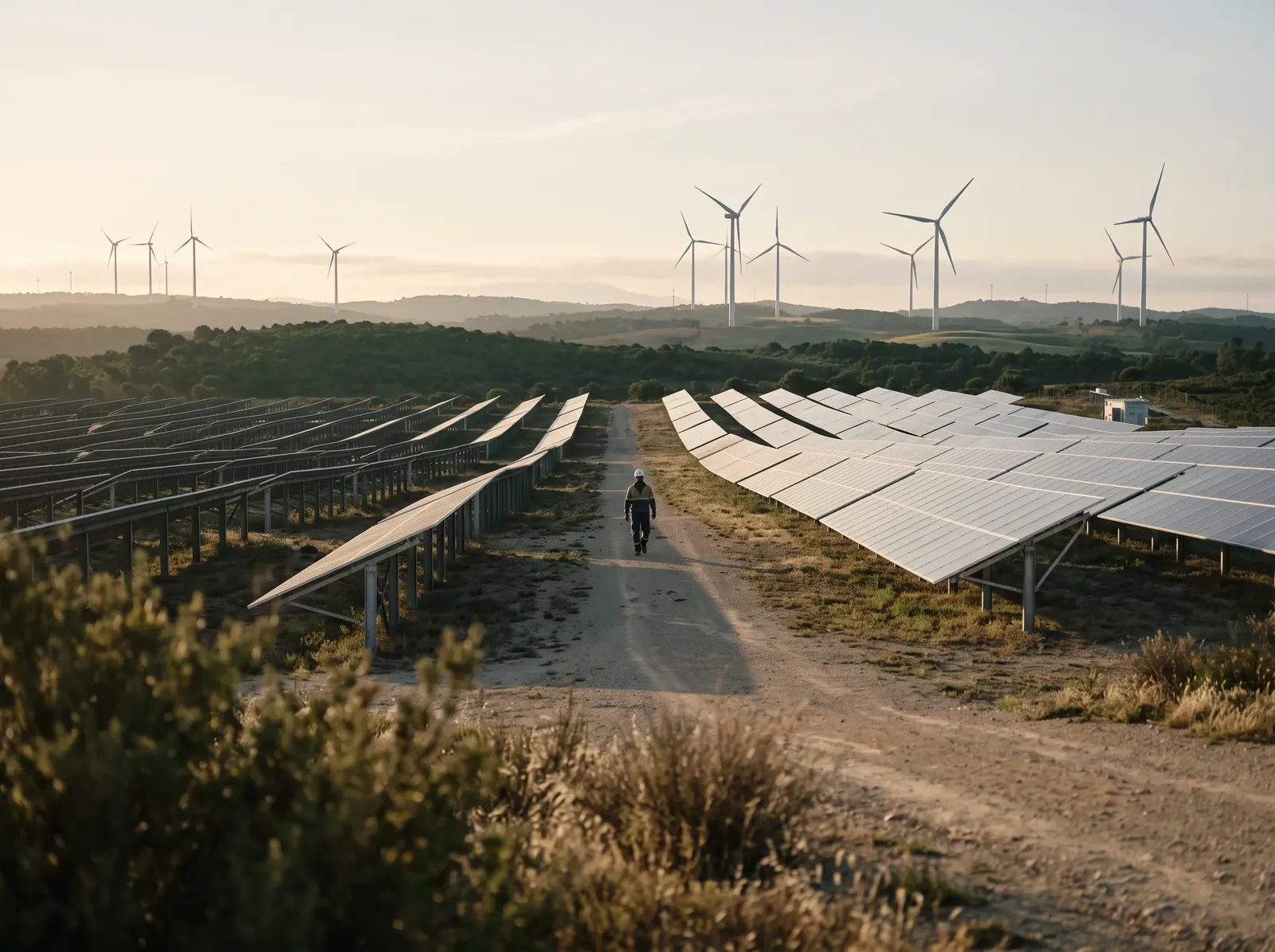 太陽能案場與風力發電機